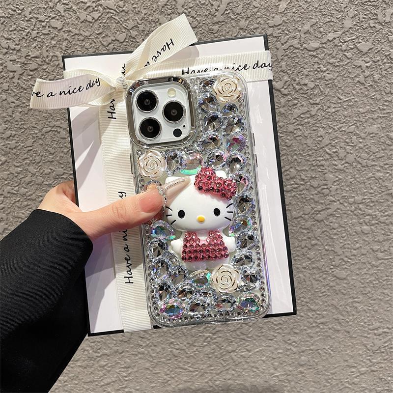 High-End Feel Suitable for Vivoy04Y300 Rhinestone Phone Case S50Kitty Cat Luxury Full Diamond Protective Case