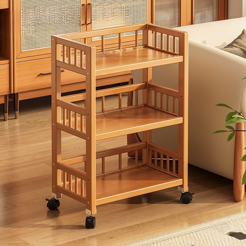 Estante de almacenamiento móvil multicapa de estante de almacenamiento para carro de salón doméstico de madera no sólida fácil de aterrizar estante de almacenamiento