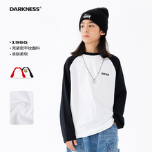 DK童装秋季复古美式拼色女男童长袖T恤纯棉大童儿童插肩袖打底衫