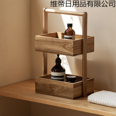 シンプルな無垢材の収納ラック木製多層キッチンバスルームトイレ収納ラックデスクトップスナック果物と野菜の収納バスケット