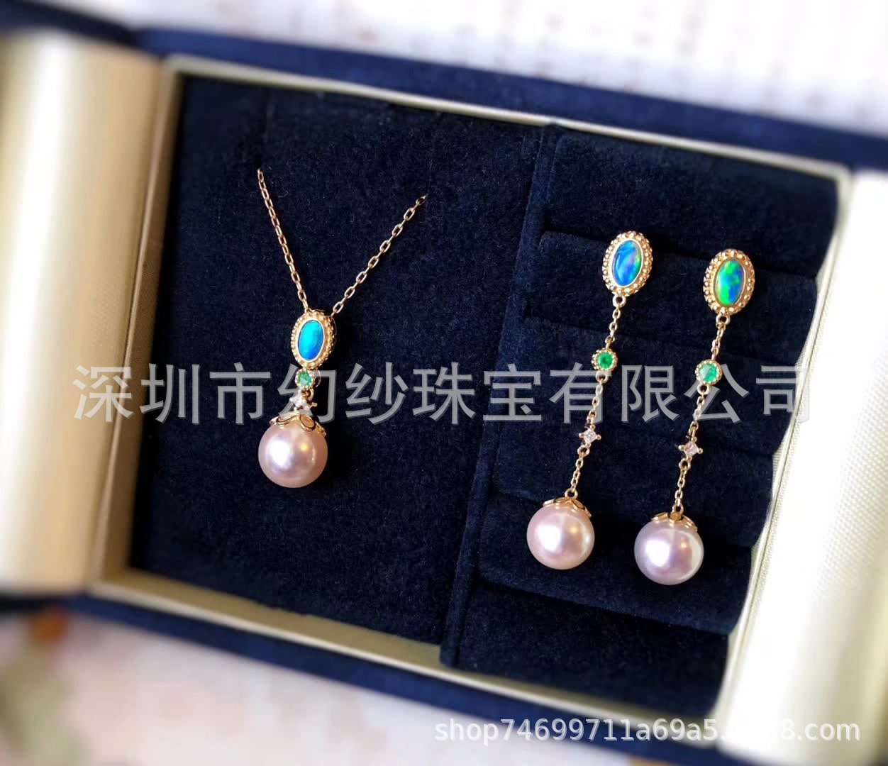 18K金日系轻奢澳洲欧泊钻石生如夏花项链吊坠珠宝抖音批发代发