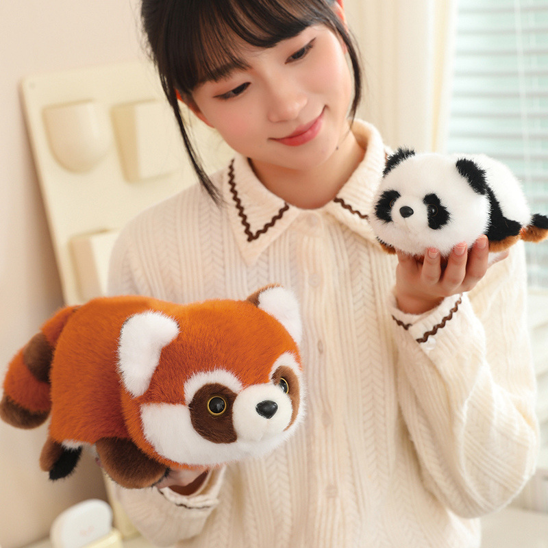 Cute flip panda transformación pequeña panda muñeca juguetes de peluche muñeca divertida regalos del día de los niños