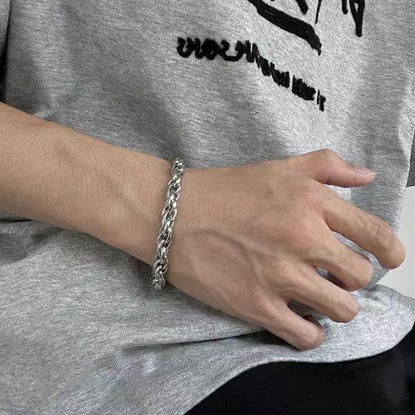 Loose-Fitting Hemp Rope Chain Fashion Hip-Hop Street Style Personalized Thai Silver Feather Buckle Bracelet for Men and Women Trendy Loose-Fitting Hemp Rope Chain Fashion Hip-Hop Street Style Personalized Thai Silver Feather Buckle Bracelet for Men and Women Trendy