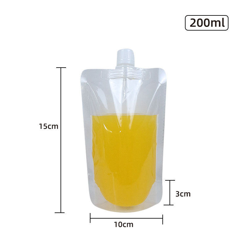 Boquilla de succión de leche de soja bolsa de pie paquete de té con leche bolsa transparente al por mayor bolsa de embalaje de boquilla desechable líquida de medicina china