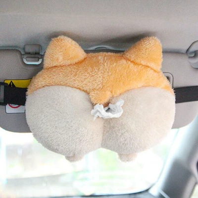Car Armrest Box Tissue Box — Car tissue box/set - as-shown-in-the-figure-corgi-butt-elastic-style