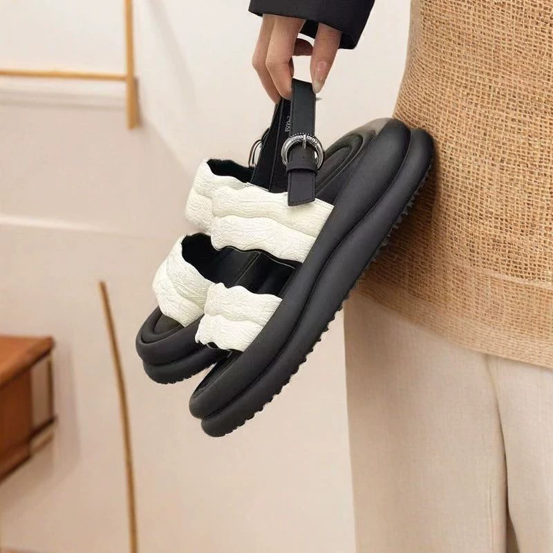 Женские сандалии 2025, новые летние, модные, пляжная обувь на одной ремешке, на толстой подошве, с юбками, интернет-хиты, римские сандалии