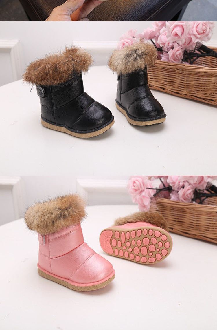 Children's snow boots are waterproof in winter, plush and thickened to keep warm. Baby's anti-skid boots are for girls,_voghion.com