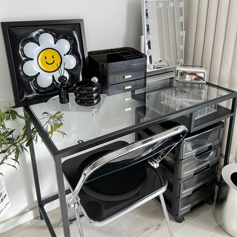 Dressing Table Dormitory Bedroom Simple Home Desk Small Apartment Girl Popular Table Ins Style Glass Makeup Table