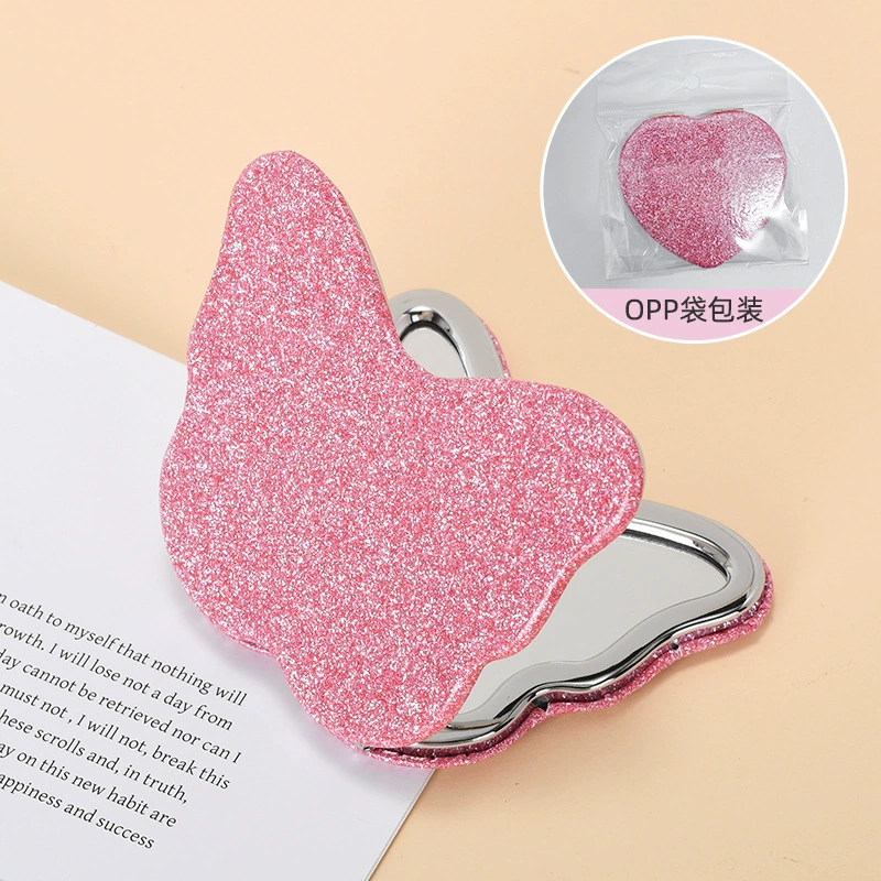 Double-sided Folding Handheld Mirror, Heart Pocket Design, Portable for Elementary Students