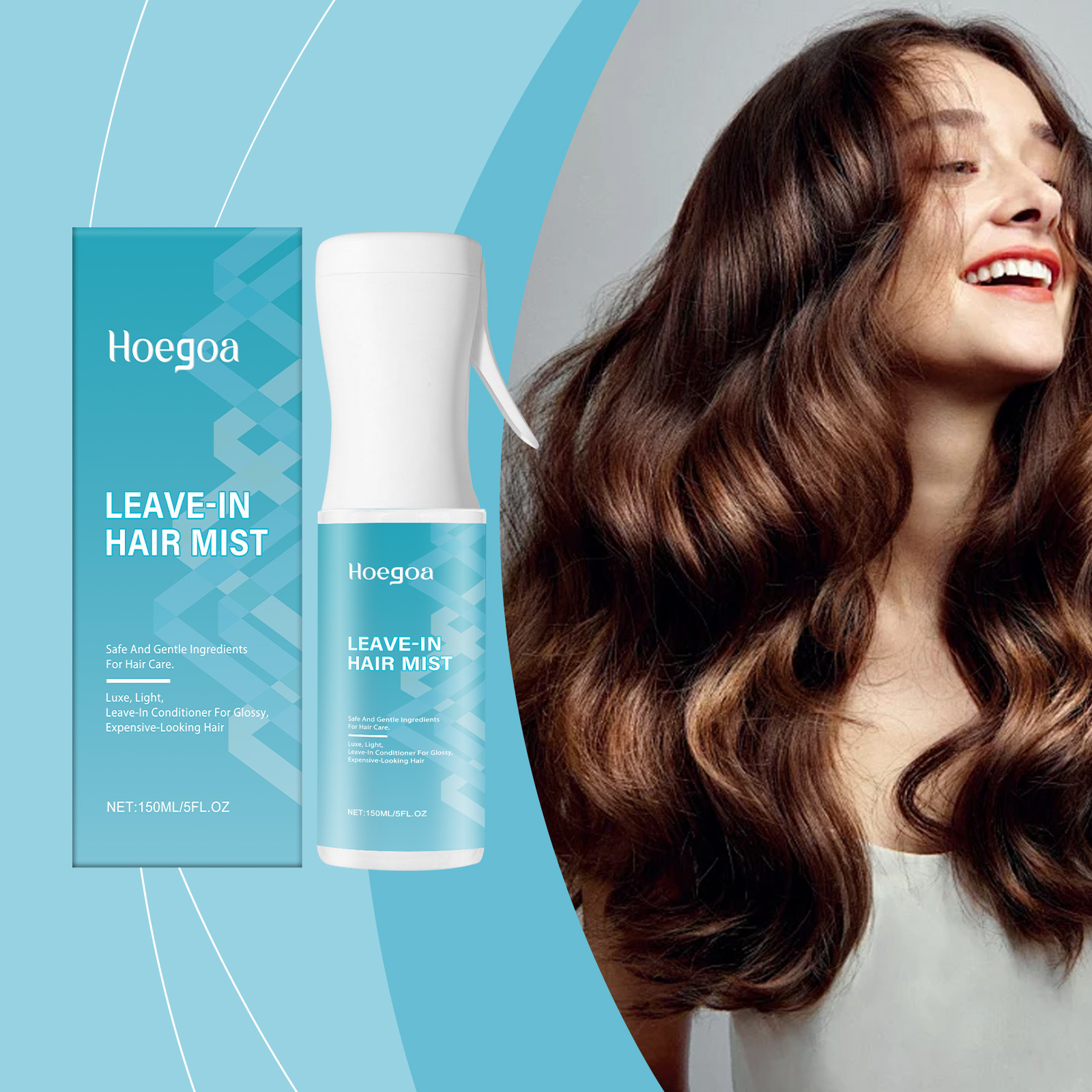 Cross-Border Hoegoa Comfortable No-Rinse Hair Care Spray, Smooth and Voluminous Care for Straight and Curly Hair, Popular Silk-Smooth Hair Care Product