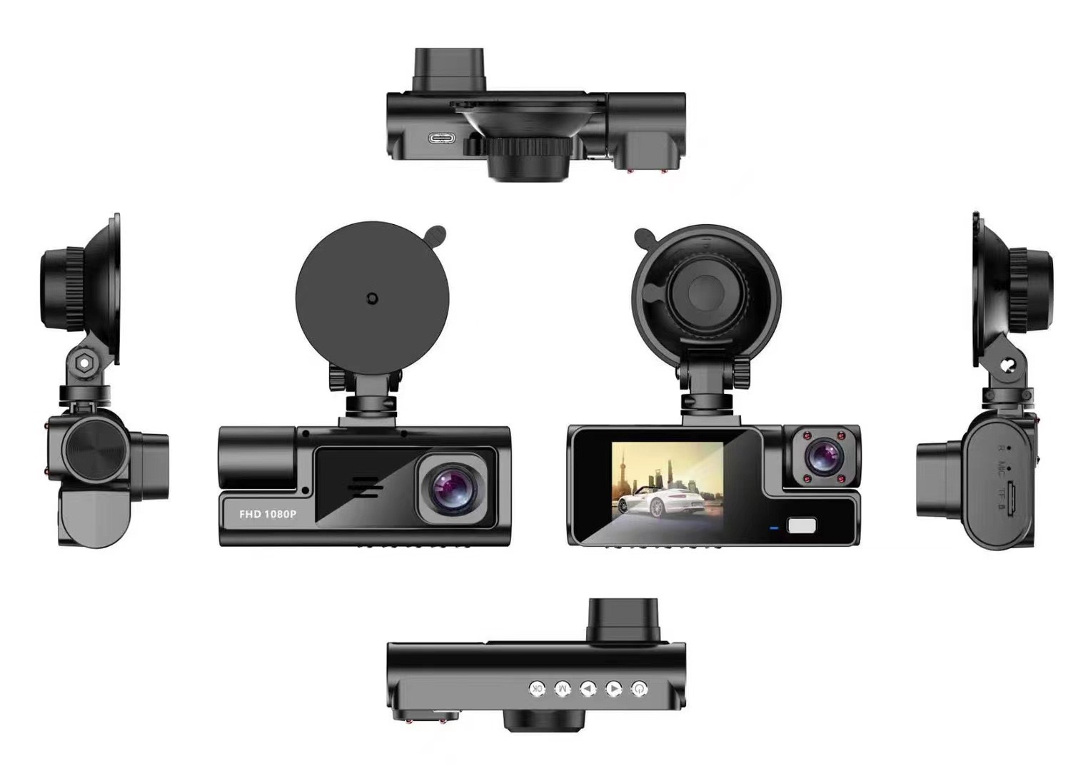 High-Definition 1080P Three-Camera Dashcam with Front and Rear Dual Recording, Reversing Image, Night Vision, Loop Recording, Cross-Border Bestseller