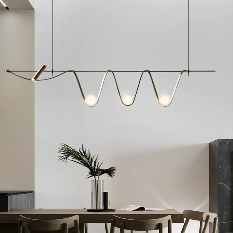 Diseñador nórdico minimalista lámpara de restaurante bar moderno villa sala de modelo mesa de comedor lujoso lámpara de mesa larga
