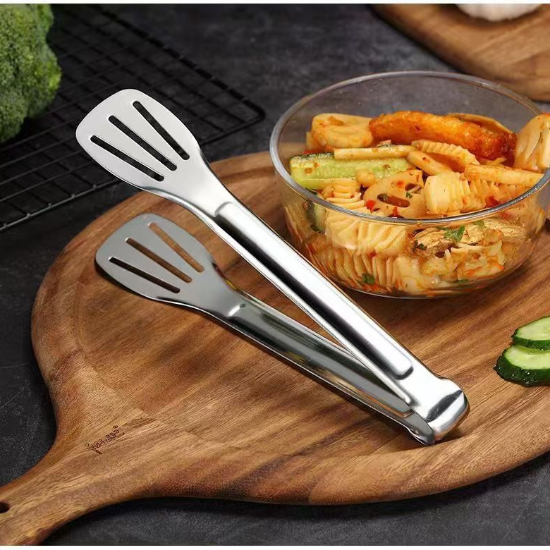 Pinzas para alimentos de acero inoxidable 304, pinzas para barbacoa reforzadas, pinzas de cocina de tres líneas, pinzas para carne, pinzas para pan, pinzas para freír.