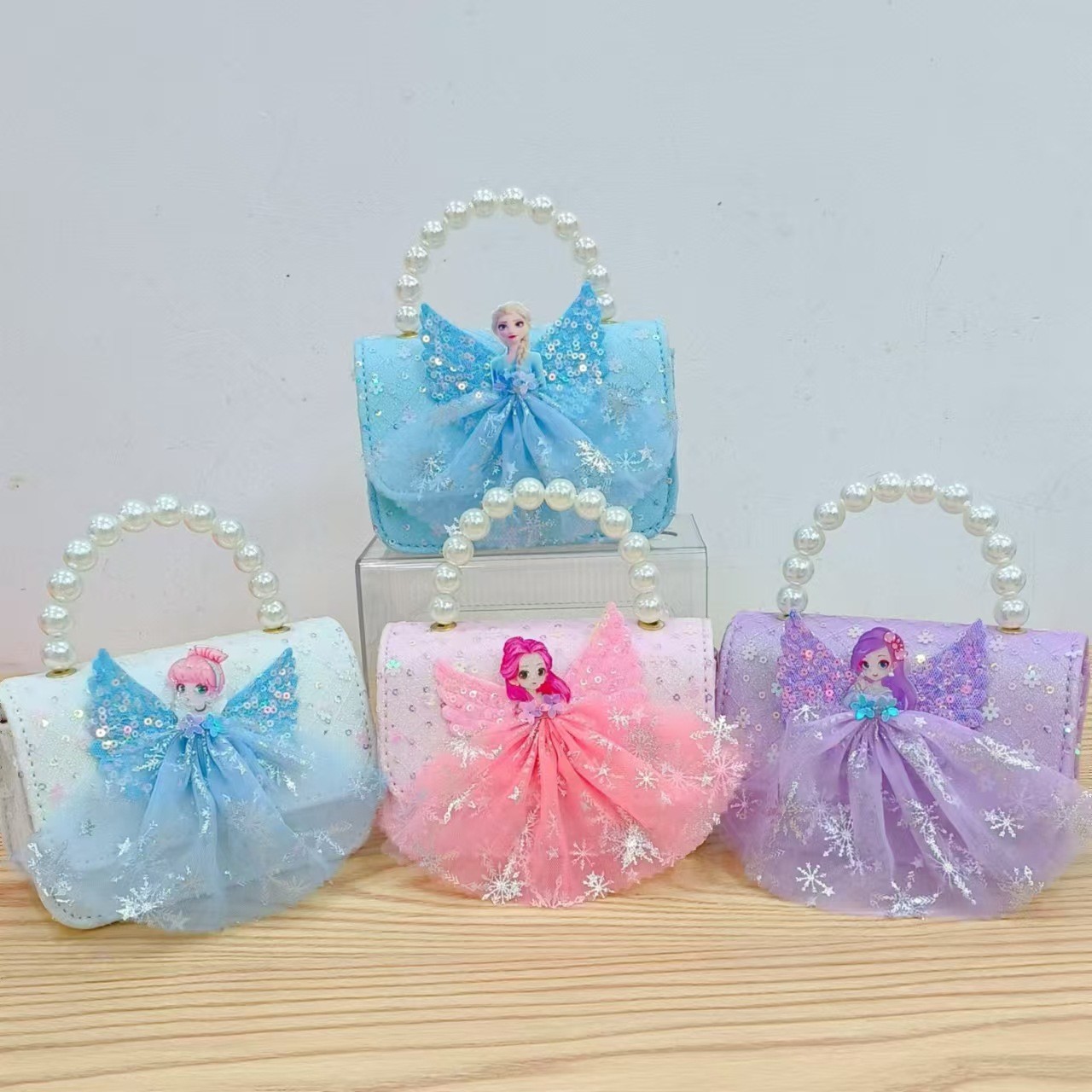 2024 nuevo estilo malla arco bolso para niños pequeño fragancia moda perla monedero princesa diagonal bolso