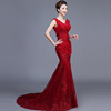 Burgundy wedding dress, 2021 collection, backless, "fish tail" cut, for catwalk