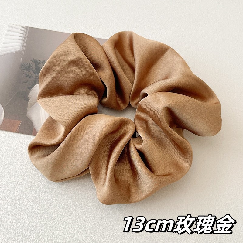 Moda coreana de color sólido lujoso satén anillo de cabello de intestino 13cm de alta elasticidad de seda simulada correa de cabello para mujeres image 7