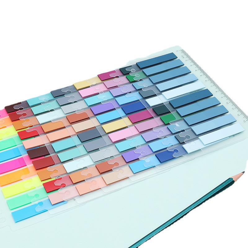 Yueda 40-color Morandi índice pegatinas multicolor lindo transparente nota adhesiva marca de color PET nota adhesiva personalizada