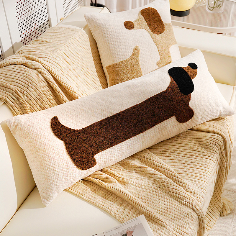 Cute de dibujos animados cachorro funda de almohada de tira larga habitación de los niños almohada larga con núcleo original simple cojín de sofá animal