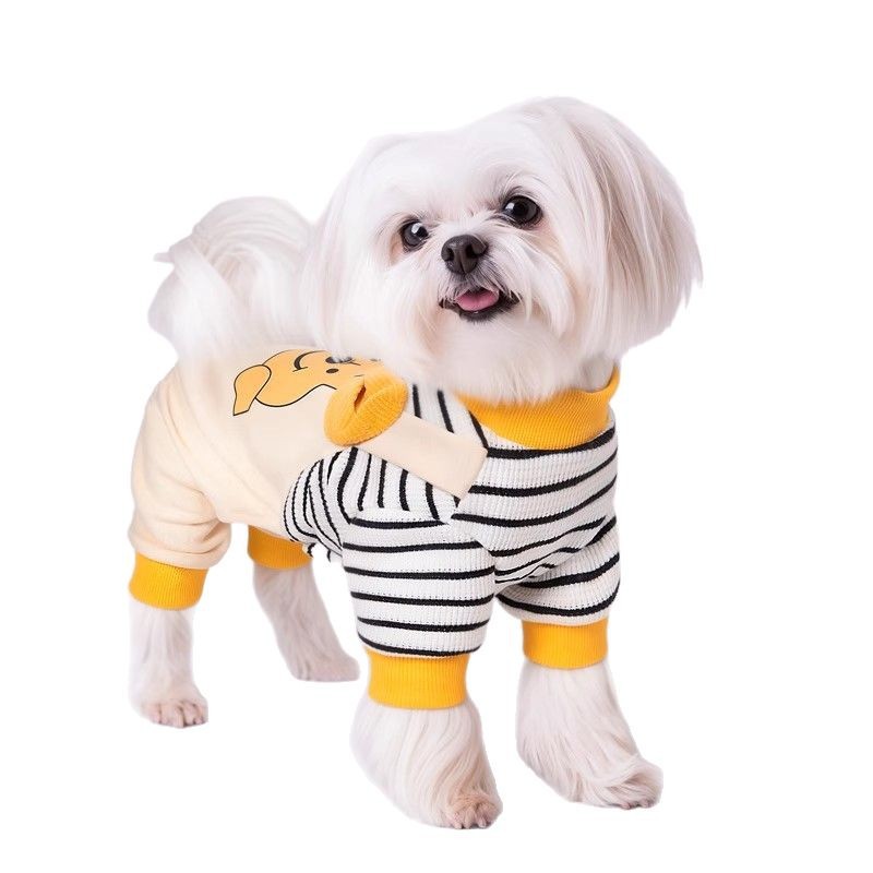 강아지 옷 가을, 겨울 견인 버클 4개 다리 작업복 애완 동물 비숑 테디 웨스트 하이랜드 소형견