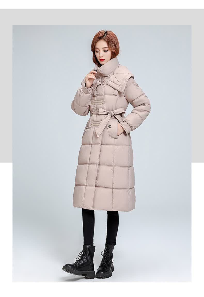 Dames gewatteerde winterjas met capuchon lange puffer jas_voghion.com
