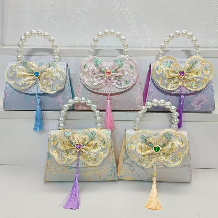 Bolsos infantiles de alto nivel, exquisitos antiguos, bolsos de cambio de niña, bolsos de mano de perlas de princesa, bolsos de almacenamiento
