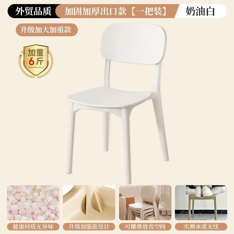 现代简约家用餐椅舒适久坐加厚靠背椅可叠放商用奶茶店塑料椅子