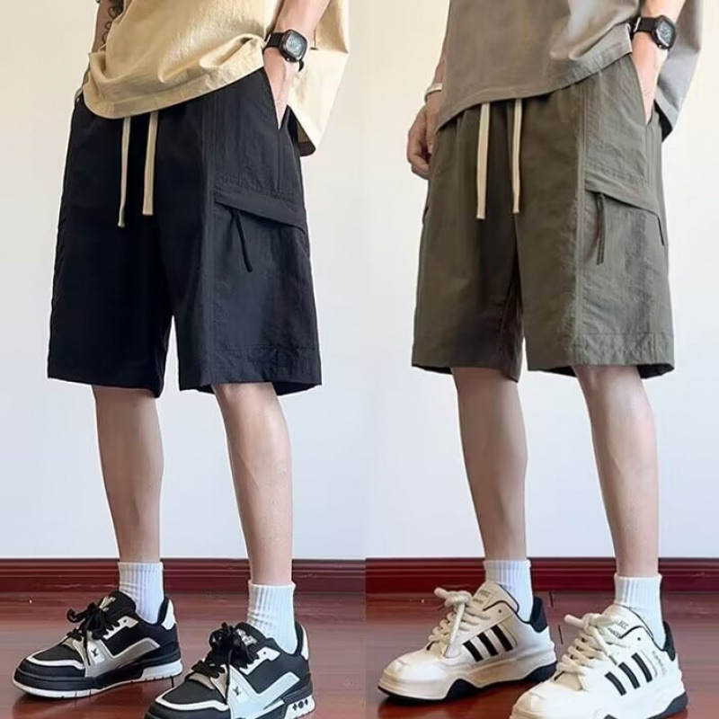 2025 Hong Kong Style Japanese Style Ins Trendy Retro All-match Loose Straight Quick-drying Tooling Pants Casual Pants Trendy Men