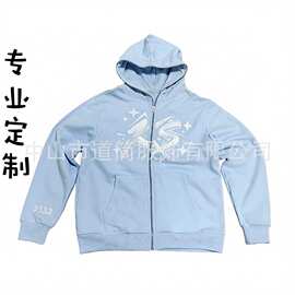 定制开衫卫衣男女纯棉潮牌印花连帽外套重磅情侣款宽松休闲卫衣