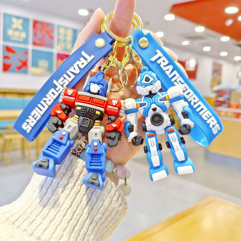 Cartoon Transformers Keychain Optimus Prime Bumblebee Car Key Chain Pendant Doll Machine Small Gift Wholesale