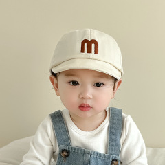 M刺繡短檐寶寶鴨舌帽子春季1-3歲軟沿鴨舌帽男女兒童休閒短檐童帽