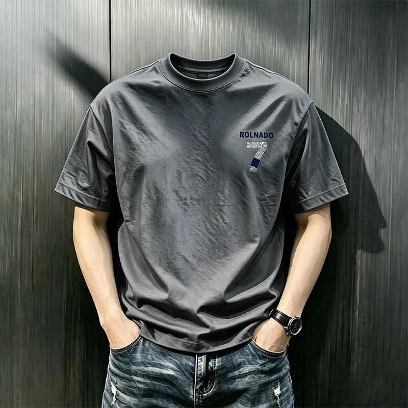 New men's summer ice-feel short-sleeve T-shirt, American fashion, high-end, loose-fitting, round-neck, casual and versatile top New men's summer ice-feel short-sleeve T-shirt, American fashion, high-end, loose-fitting, round-neck, casual and versatile top