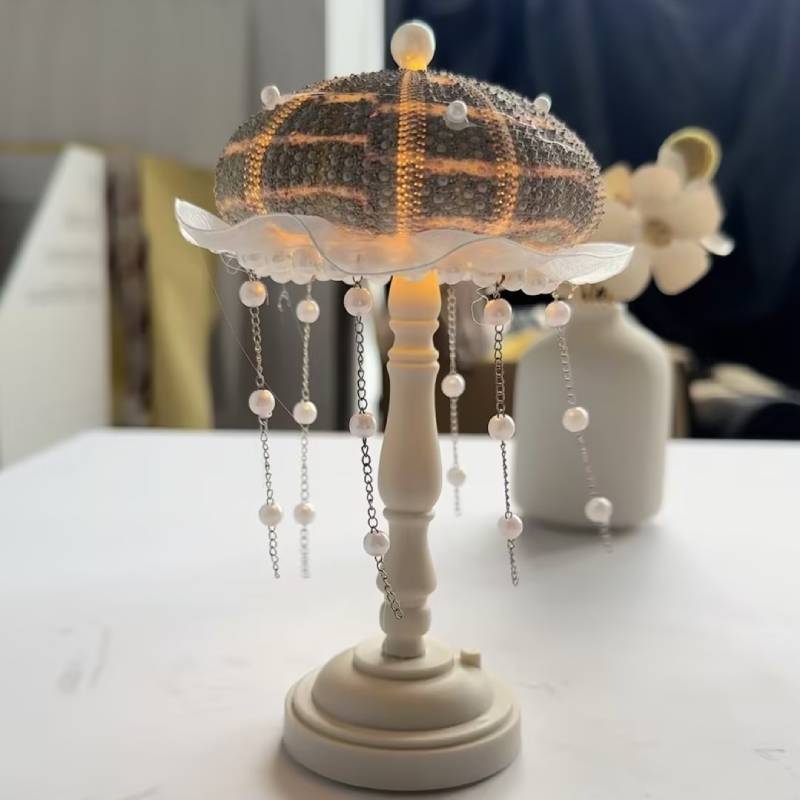 Concha de erizo de mar, lámpara de medusas, paquete de material, equipo de construcción, actividad hecha a mano, adornos de luz nocturna, luz de ambiente, regalo de alta gama
