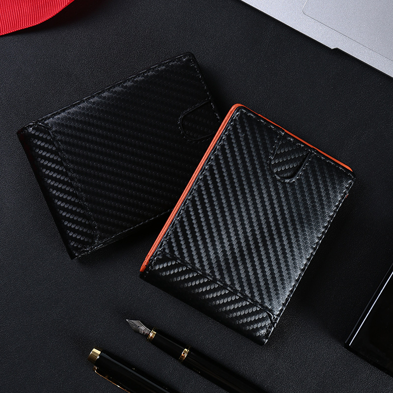 Transfronterizo nuevo RFID antirrobo cepillo hombres cartera multi-Tarjeta titular de la tarjeta de los hombres al por mayor titular de la tarjeta de fibra de carbono clip de belleza