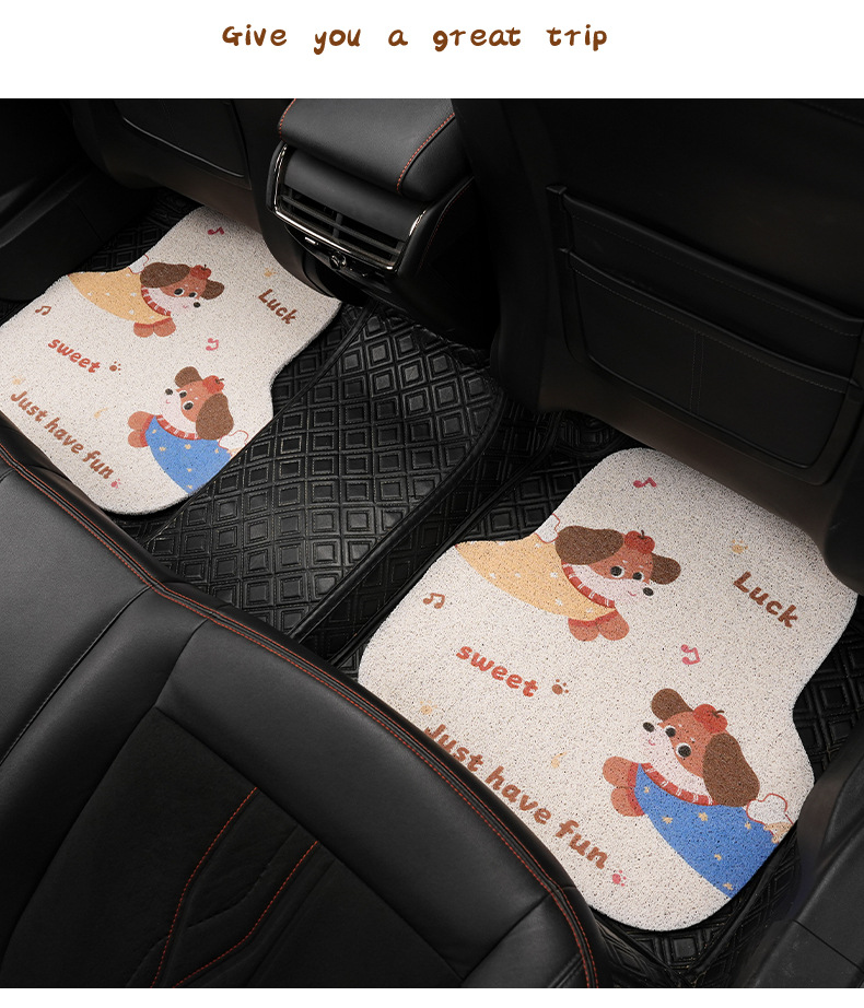 Blue Rain's New Car Floor Mats, Creative Cartoon Puppy Silk Loop Floor Mats, Easy to Care For, Can Be Cut, Wholesale Car Floor Mats