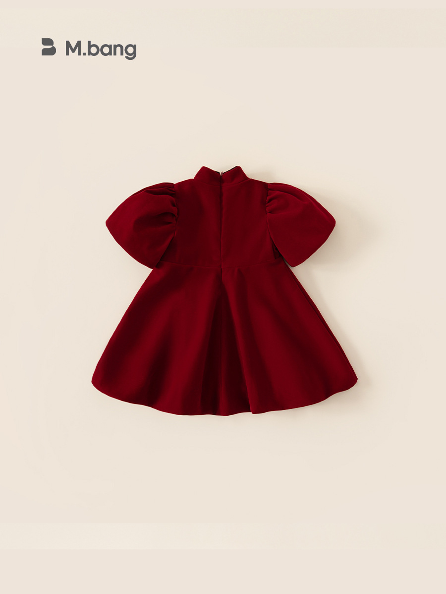 Vestido de Princesa con Mangas Abullonadas para Niñas, Ropa Infantil Bangxuan, Traje de Año Nuevo, Estilo Chino, Vestido Rojo para Niñas Pequeñas image 6