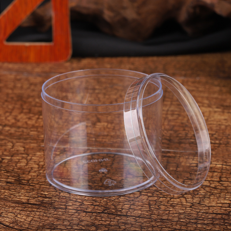 Grado Alimenticio caja de plástico redondo transparente PS material fruta cristal barro Delgado embalaje caja redonda en stock al por mayor