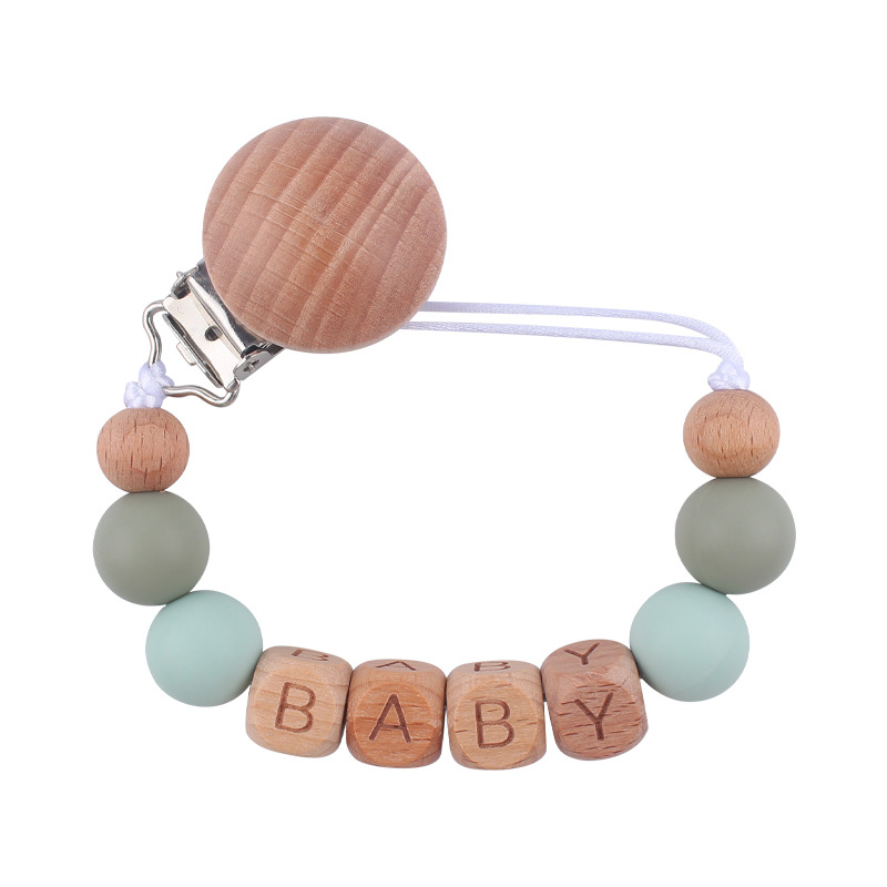 Nuevos suministros para bebés Haya clip redondo Cadena de pezón calmante bebé contraste color cuentas de silicona mordedura pezón cadena anti-caída