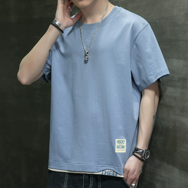 Большой размер с короткими рукавами мужской 2023 летний новый модный топ топ футболка мужской молодежный отдых спортивные хлопчатобумажные футболки красивый