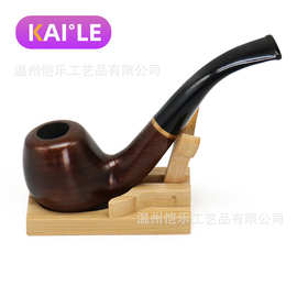 新款木纹黑檀短柄弯式高端黑檀木长款烟斗木质烟斗烟具可拆卸pipe