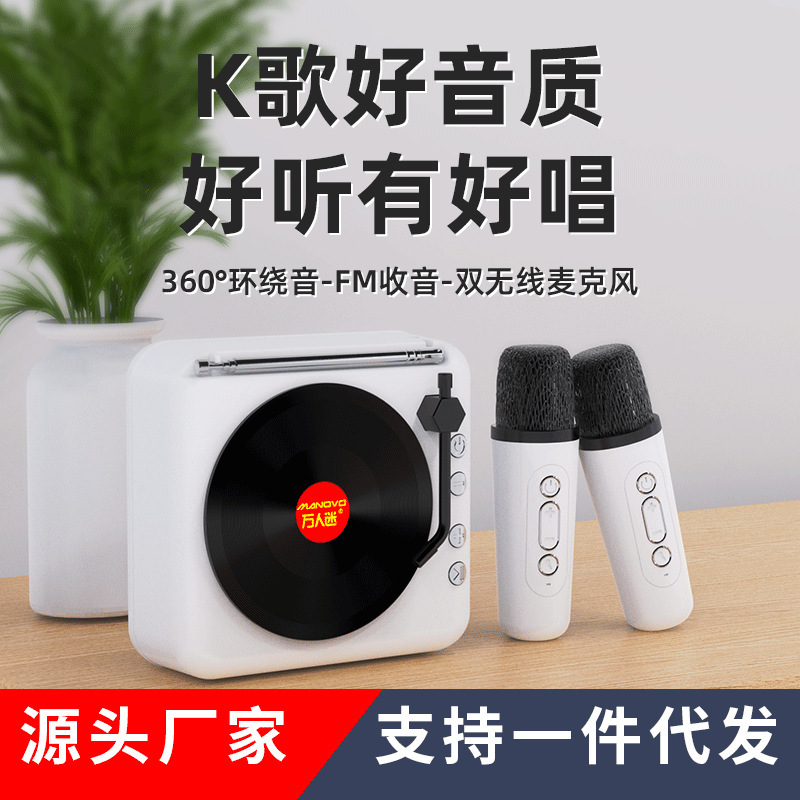 Factory direct selling karaoke Bluetooth speaker vinyl record player wireless mini retro small stereo birthday gift female male