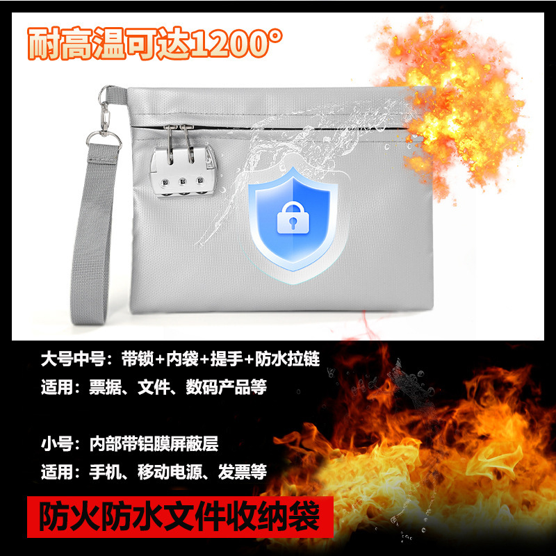 Bolsas de archivos de archivos valiosos de Amazon Hot Sale en stock bolsa de archivos ignífugo impermeable