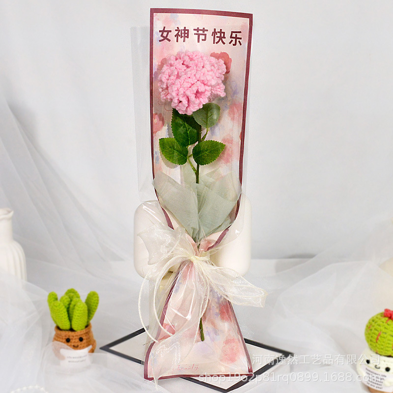 高級ギフトボックス入り毛糸の花完成品、ひまわり、バラ、チューリップ、手編みの花、造花、越境販売|undefined