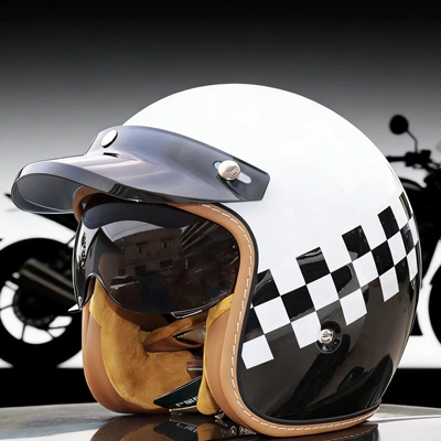 Motosiklet kaskı (dəbilqə) — for Motorcycle Riders, Men and - mt-5-black-and-white-grid-m