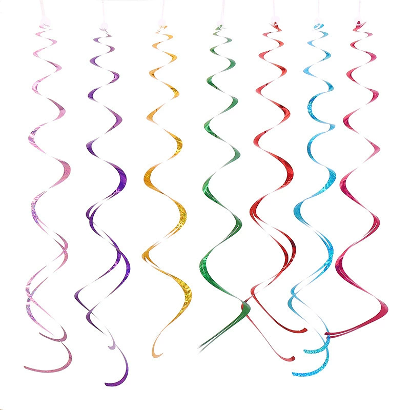 ПВХ лазерные спиральные подвесные украшения композиция на день рождения вечерние декоративные потолочные цветок вращающийся кулон 6 шт. Набор