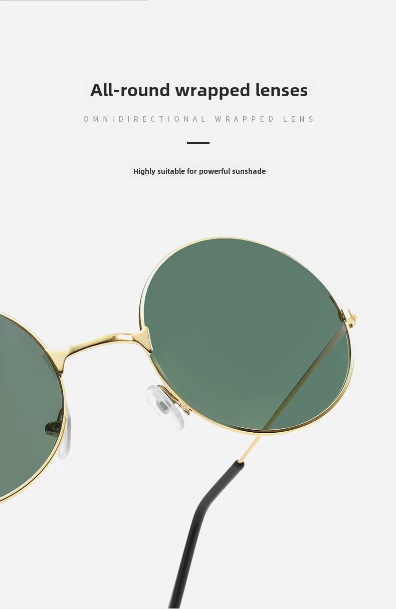 Retro Runde Metall Sonnenbrille Sonnenbrille Neue Unisex Flache Brille Farbe Marine Brille Großhandel_voghion.com