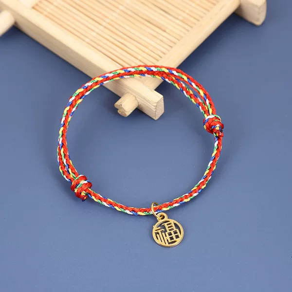Hand-Woven Colorful Red String Bracelet for Men and Women, Ankle Bracelet, Birth Year Bracelet, Gift, Transfer Bead, Pure Handmade Fortune Charm