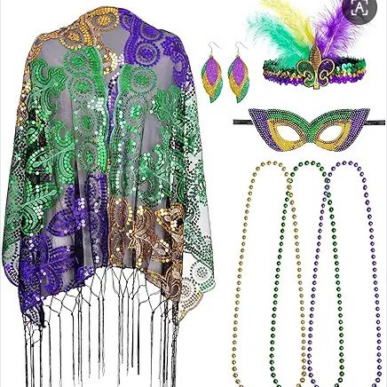Cross-border mardi gras carnavales máscara collar galvanizado de plástico de color cadena de cuentas conjunto de calcetines suministros de fiesta