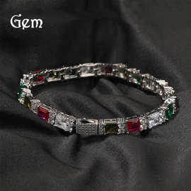 嘻哈古萌亚马逊跨境货源轻奢彩色锆石手链ins时尚新款镶钻手链