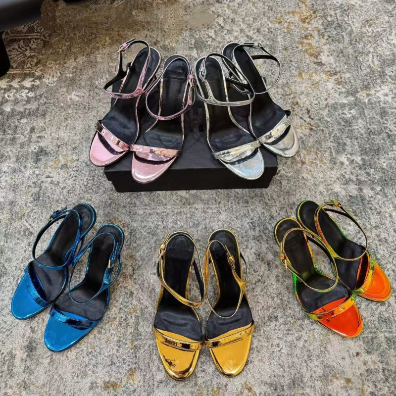 New high-heeled women's shoes, sexy stiletto heels, Korean style versatile silver open-toe hollow strap Roman simple sandals for women