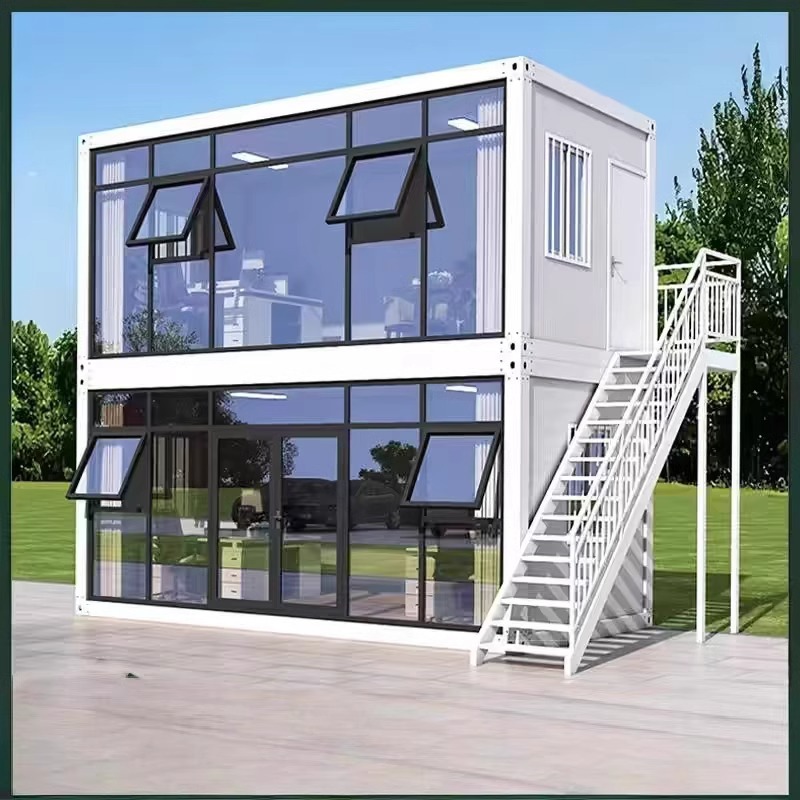 Casa móvil de contenedores, pared cortina de vidrio, oficina residencial, caja de salida, casa de tablero móvil desmontable de montaje simple